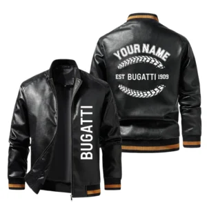 Vintage Bugatti Exclusive Logo Jacket Est 1909, Classic Ribbed Collar and Striped Cuffs, Custom Name HIDI220225Y12LJ93BUG