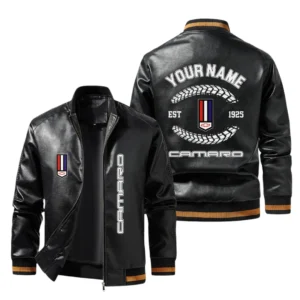 Vintage Chevrolet Camaro Exclusive Logo Jacket Est 1925, Classic Ribbed Collar and Striped Cuffs, Custom Name HIDI240225Y12LJ93CHC