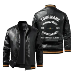 Vintage Chrysler Exclusive Logo Jacket Est 1925, Classic Ribbed Collar and Striped Cuffs, Custom Name HIDI240225Y12LJ93CHR