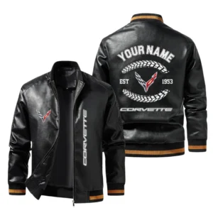 Vintage Corvette Exclusive Logo Jacket Est 1953, Classic Ribbed Collar and Striped Cuffs, Custom Name HIDI240225Y12LJ93COR