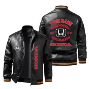 Vintage Honda Exclusive Logo Jacket Est 1948, Classic Ribbed Collar and Striped Cuffs, Custom Name HIDI240225Y12LJ93HON