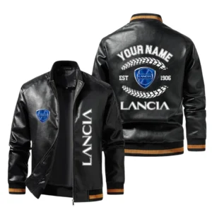 Vintage Lancia Exclusive Logo Jacket Est 1906, Classic Ribbed Collar and Striped Cuffs, Custom Name HIDI240225Y12LJ93LAN