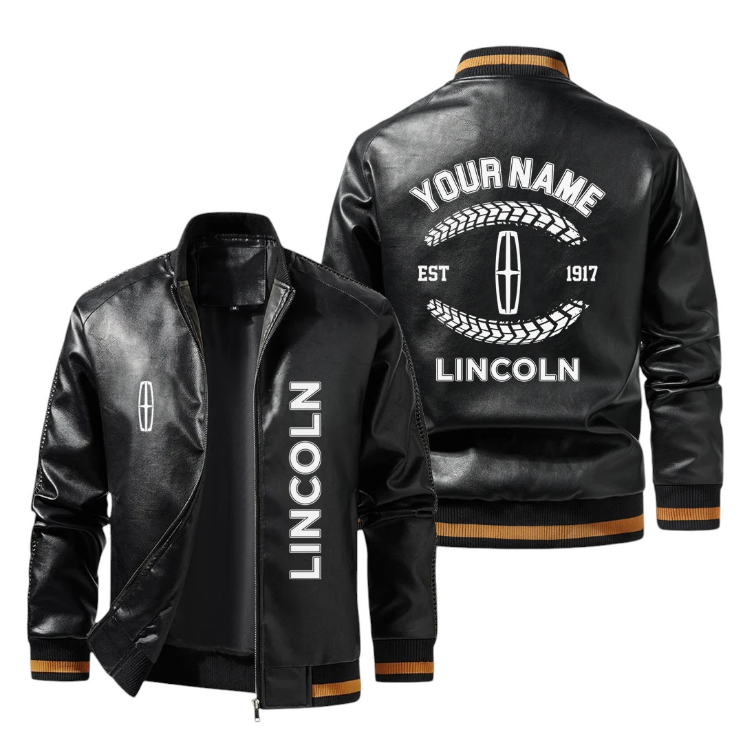 Vintage Lincoln Exclusive Logo Jacket Est 1917, Classic Ribbed Collar and Striped Cuffs, Custom Name HIDI250225Y12LJ93LIN Vintage Lincoln Exclusive Logo Jacket Est 1917, Classic Ribbed Collar and Striped Cuffs, Custom Name HIDI250225Y12LJ93LIN