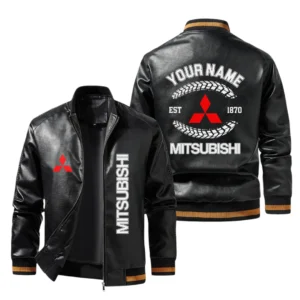 Vintage Mitsubishi Exclusive Logo Jacket Est 1870, Classic Ribbed Collar and Striped Cuffs, Custom Name HIDI250225Y12LJ93MIT