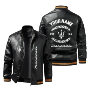 Vintage Maserati Exclusive Logo Jacket Est 1914, Classic Ribbed Collar and Striped Cuffs, Custom Name HIDI260225Y12LJ93MAS