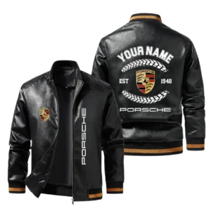Vintage Porsche  Exclusive Logo Jacket Est 1948, Classic Ribbed Collar and Striped Cuffs, Custom Name HIDI260225Y12LJ93POR