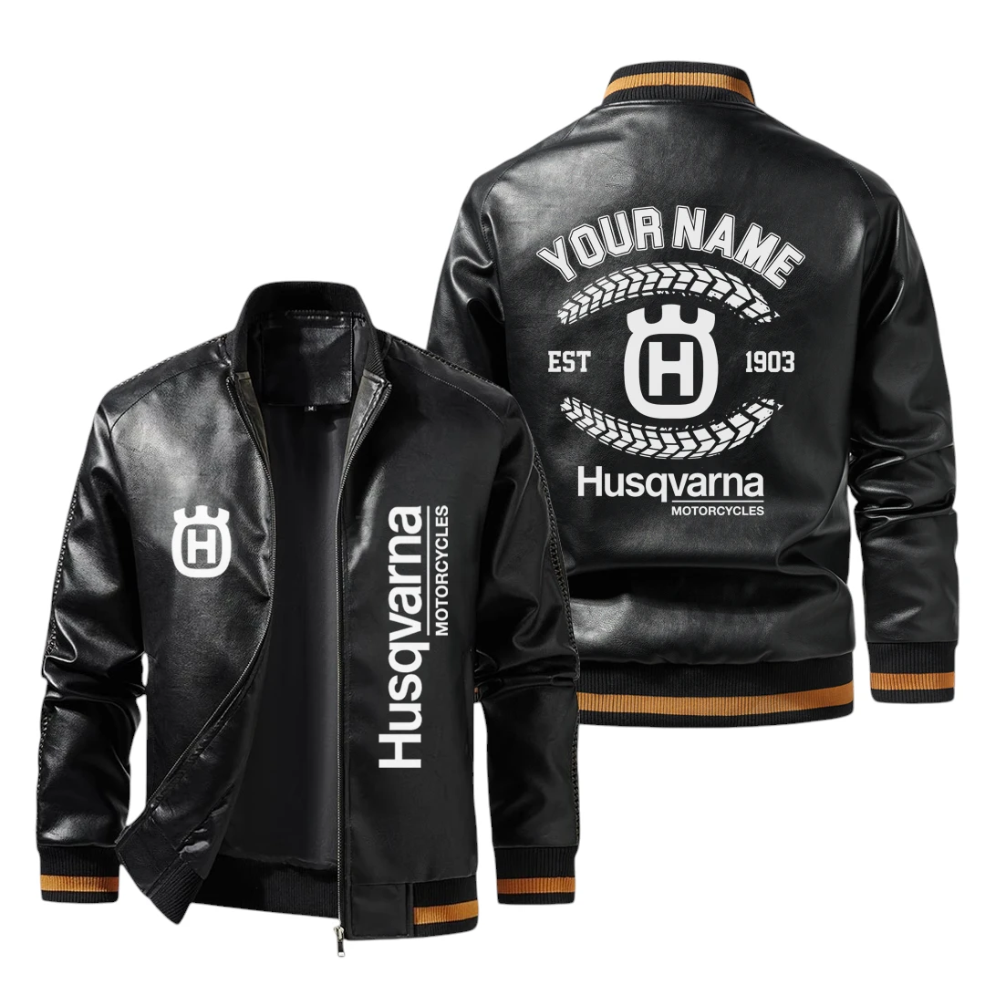 Vintage Husqvarna Motorcycles Exclusive Logo Jacket Est 1903, Classic Ribbed Collar and Striped Cuffs, Custom Name HIDI270225Y12LJ93HUM Vintage Husqvarna Motorcycles Exclusive Logo Jacket Est 1903, Classic Ribbed Collar and Striped Cuffs, Custom Name HIDI270225Y12LJ93HUM
