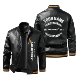 Vintage McLaren Racing Limited Exclusive Logo Jacket Est 1963, Classic Ribbed Collar and Striped Cuffs, Custom Name HIDI270225Y12LJ93MRL