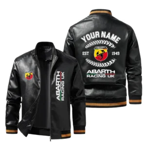 Vintage Abarth Racing Exclusive Logo Jacket Est 1949, Classic Ribbed Collar and Striped Cuffs, Custom Name HIDI280225Y12LJ93ABR