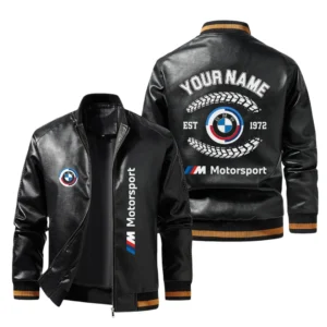Vintage BMW M Motorsport Exclusive Logo Jacket Est 1972, Classic Ribbed Collar and Striped Cuffs, Custom Name HIDI280225Y12LJ93BMM