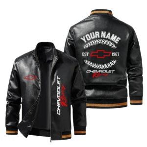 Vintage Chevrolet Racing Exclusive Logo Jacket Est 1967, Classic Ribbed Collar and Striped Cuffs, Custom Name HIDI280225Y12LJ93CHR