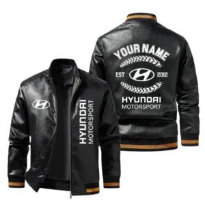 Vintage Hyundai Motorsport Exclusive Logo Jacket Est 2012, Classic Ribbed Collar and Striped Cuffs, Custom Name HIDI280225Y12LJ93HYM