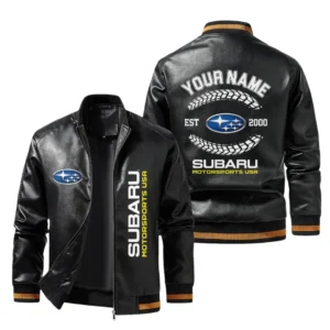 Vintage Subaru Motorsports USA Exclusive Logo Jacket Est 2000, Classic Ribbed Collar and Striped Cuffs, Custom Name HIDI280225Y12LJ93SUM