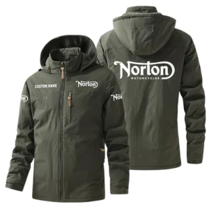 Norton Motorcycle Windbreaker Jacket Hooded, Warm Lining Waterproof Outdoor Running Jacket For Men, Custom Name HIHI240225Y17WO88NOM