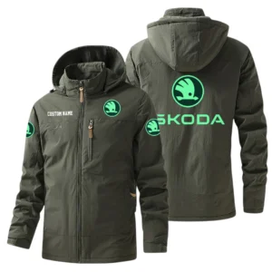 Skoda Windbreaker Jacket Hooded, Warm Lining Waterproof Outdoor Running Jacket For Men, Custom Name HIHI260225Y17WO88SKO