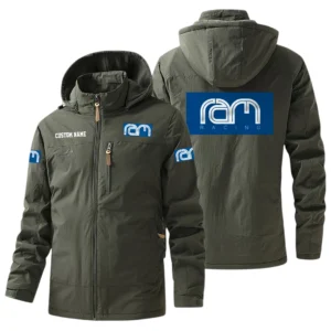 RAM Racing Windbreaker Jacket Hooded, Warm Lining Waterproof Outdoor Running Jacket For Men, Custom Name HIHI280225Y17WO88RAR