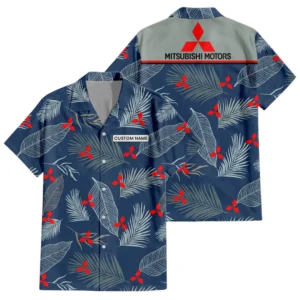 Mitsubishi Exclusive Logo Aloha Button Up Hawaiian Shirt Tropical Leaves Seamless Pattern All-over Print, Custom Name HIHI180225Y7HWLS1MIT