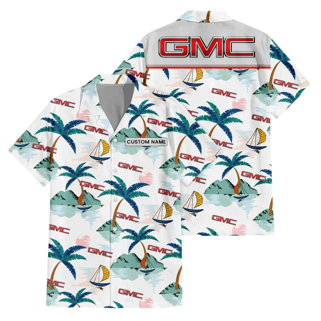 GMC Car Exclusive Logo Button Up Hawaiian Shirt Tropical Landscape Pattern All-over Print, Custom Name HIDI210225Y7HWLS2GMC GMC Car Exclusive Logo Button Up Hawaiian Shirt Tropical Landscape Pattern All-over Print, Custom Name HIDI210225Y7HWLS2GMC