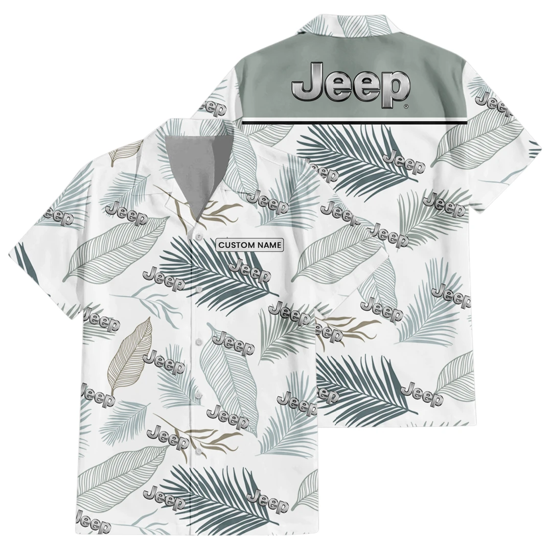 Jeep Exclusive Logo Button Up Hawaiian Shirt Tropical Leaves Seamless Pattern All-over Print, Custom Name HIHI170225Y7HWLS1JEE Jeep Exclusive Logo Button Up Hawaiian Shirt Tropical Leaves Seamless Pattern All-over Print, Custom Name HIHI170225Y7HWLS1JEE