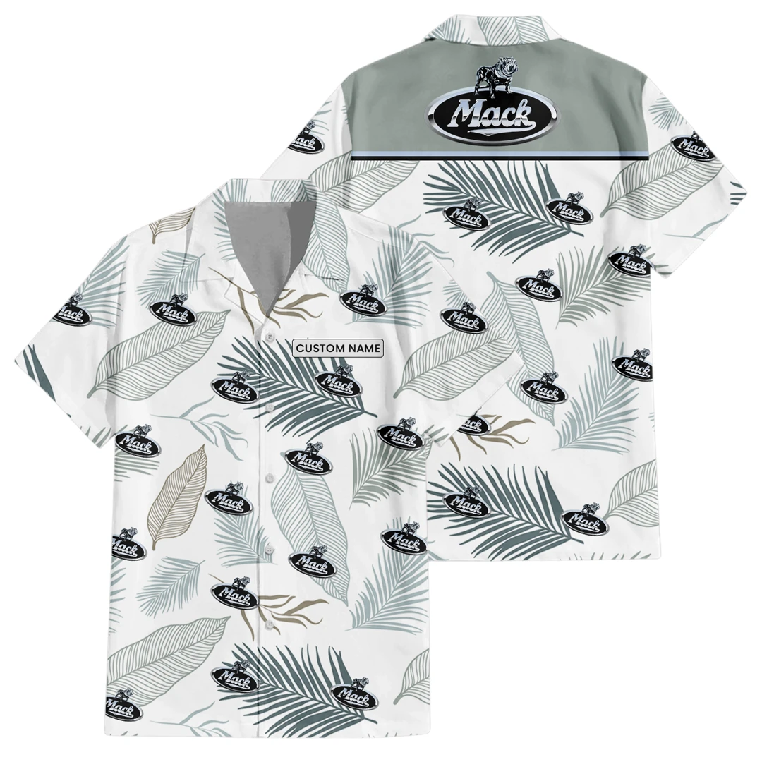 Mack Trucks Exclusive Logo Button Up Hawaiian Shirt Tropical Leaves Seamless Pattern All-over Print, Custom Name HIHI180225Y7HWLS1MAC Mack Trucks Exclusive Logo Button Up Hawaiian Shirt Tropical Leaves Seamless Pattern All-over Print, Custom Name HIHI180225Y7HWLS1MAC