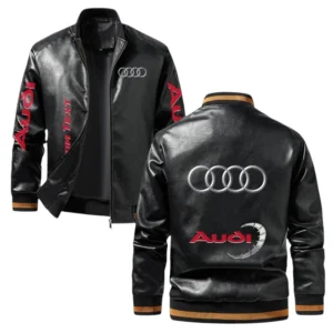 Vintage Audi Exclusive Logo Jacket, Classic Ribbed Collar and Striped Cuffs, Custom Name TN21032025Y12LJ93CT1AUD