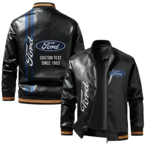 Vintage Ford Exclusive Logo Jacket, Classic Ribbed Collar and Striped Cuffs, Custom Name TN21032025Y12LJ93CT1FOR