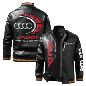 Vintage Audi Exclusive Logo Jacket, Classic Ribbed Collar and Striped Cuffs, Custom Name TN21032025Y12LJ93CT2AUD