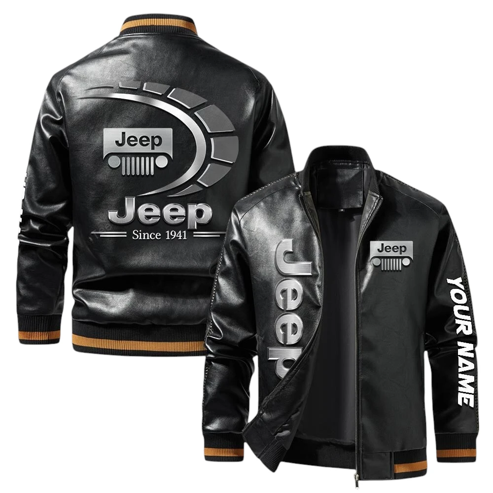 Vintage Jeep Exclusive Logo Jacket, Classic Ribbed Collar and Striped Cuffs, Custom Name TN21032025Y12LJ93CT2JEE Vintage Jeep Exclusive Logo Jacket, Classic Ribbed Collar and Striped Cuffs, Custom Name TN21032025Y12LJ93CT2JEE