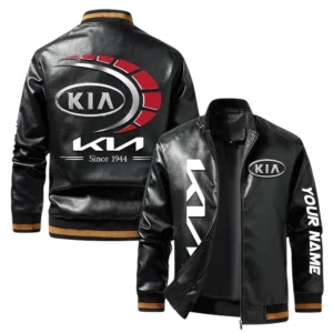 Vintage KIA Exclusive Logo Jacket, Classic Ribbed Collar and Striped Cuffs, Custom Name TN21032025Y12LJ93CT2KIA