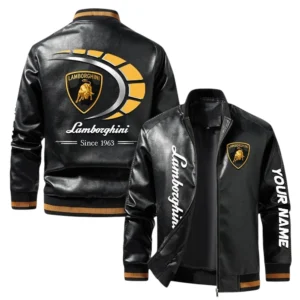 Vintage Lamborghini Exclusive Logo Jacket, Classic Ribbed Collar and Striped Cuffs, Custom Name TN21032025Y12LJ93CT2LAM
