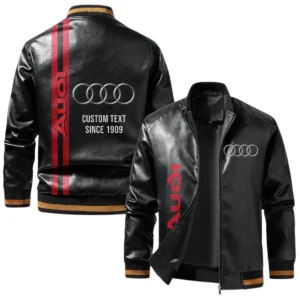 Vintage Audi Exclusive Logo Jacket, Classic Ribbed Collar and Striped Cuffs, Custom Name TN21032025Y12LJ93CT3AUD