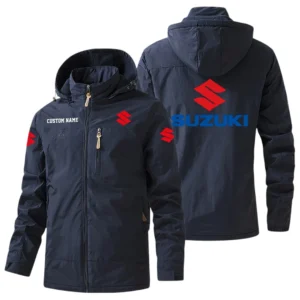 Suzuki Motor Windbreaker Jacket Hooded Warm Lining Waterproof Outdoor Running Jacket For Men Custom Name HIHI240225Y17WO88KIM