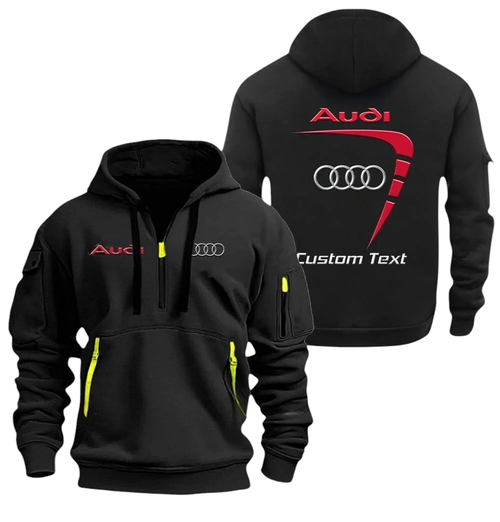 Audi Half Zip Hoodie, Sport Hooded Multi-Pocket, Custom Name TN260325Y25QZ2HRCT1AUD Audi Half Zip Hoodie, Sport Hooded Multi-Pocket, Custom Name TN260325Y25QZ2HRCT1AUD