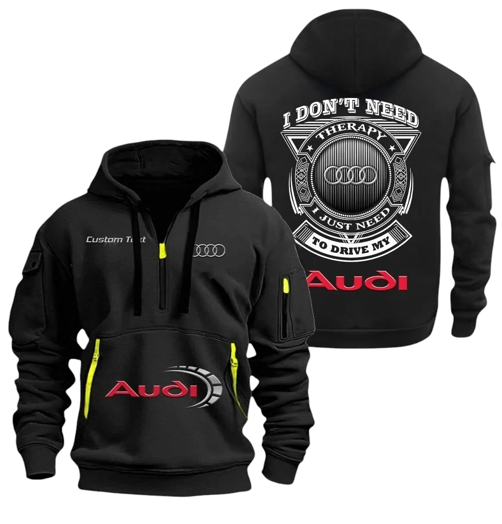 Audi Half Zip Hoodie, Sports Hooded Multi-Pockets, Custom Name TN260325Y25QZ2HRCT2AUD Audi Half Zip Hoodie, Sports Hooded Multi-Pockets, Custom Name TN260325Y25QZ2HRCT2AUD