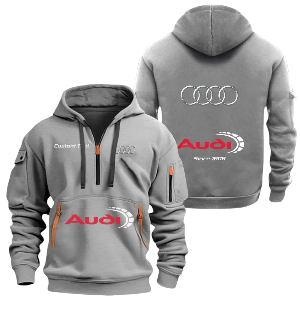 Audi Half Zip Hoodie, Sports Hooded Multi-Pockets, Custom Name TN250325Y25QZ2HCT3AUD Audi Half Zip Hoodie, Sports Hooded Multi-Pockets, Custom Name TN250325Y25QZ2HCT3AUD