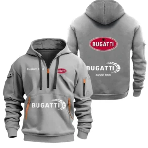 Bugatti Half Zip Hoodie, Sports Hooded Multi-Pockets, Custom Name TN250325Y25QZ2HCT3BUG
