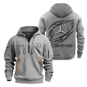 Mercedes AMG Half Zip Hoodie, Sports Hooded Multi-Pockets, Custom Name TN250325Y25QZ2HCT4AMG