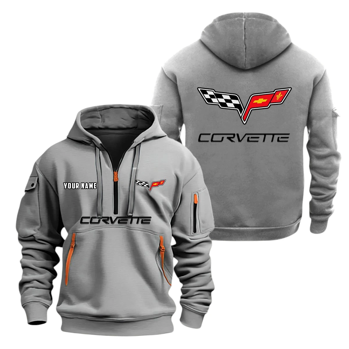 Corvette Half Zip Hoodie, Sports Hooded Multi-Pockets, Custom Name TN0030325Y25QZ2HCT5COR Corvette Half Zip Hoodie, Sports Hooded Multi-Pockets, Custom Name TN0030325Y25QZ2HCT5COR