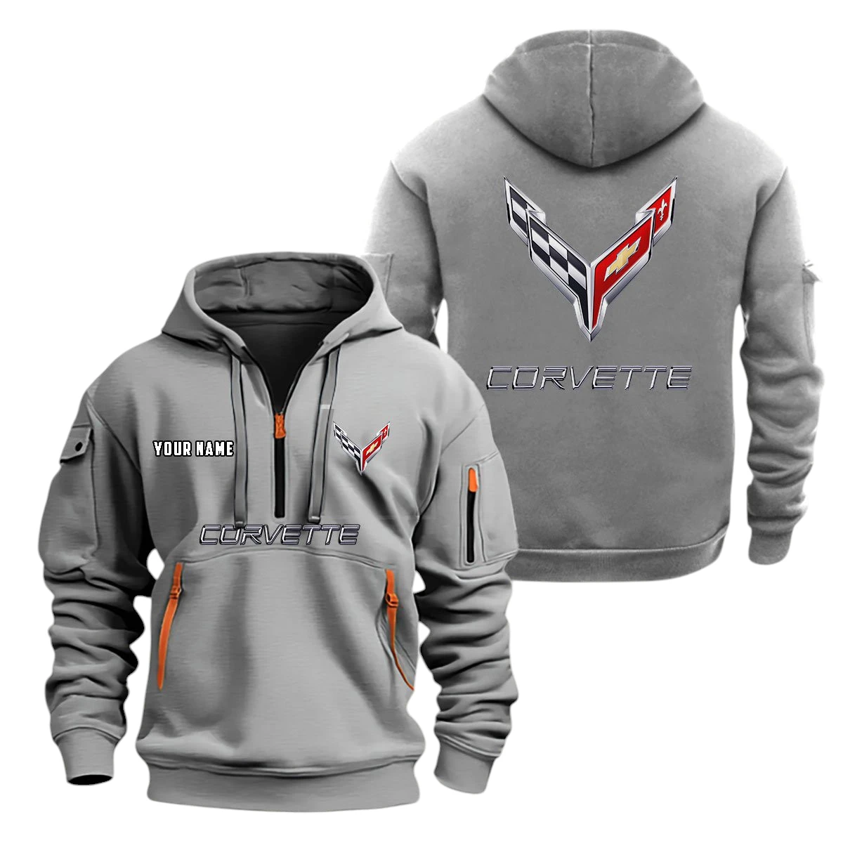Corvette Half Zip Hoodie, Sports Hooded Multi-Pockets, Custom Name TN0030325Y25QZ2HCT7COR Corvette Half Zip Hoodie, Sports Hooded Multi-Pockets, Custom Name TN0030325Y25QZ2HCT7COR