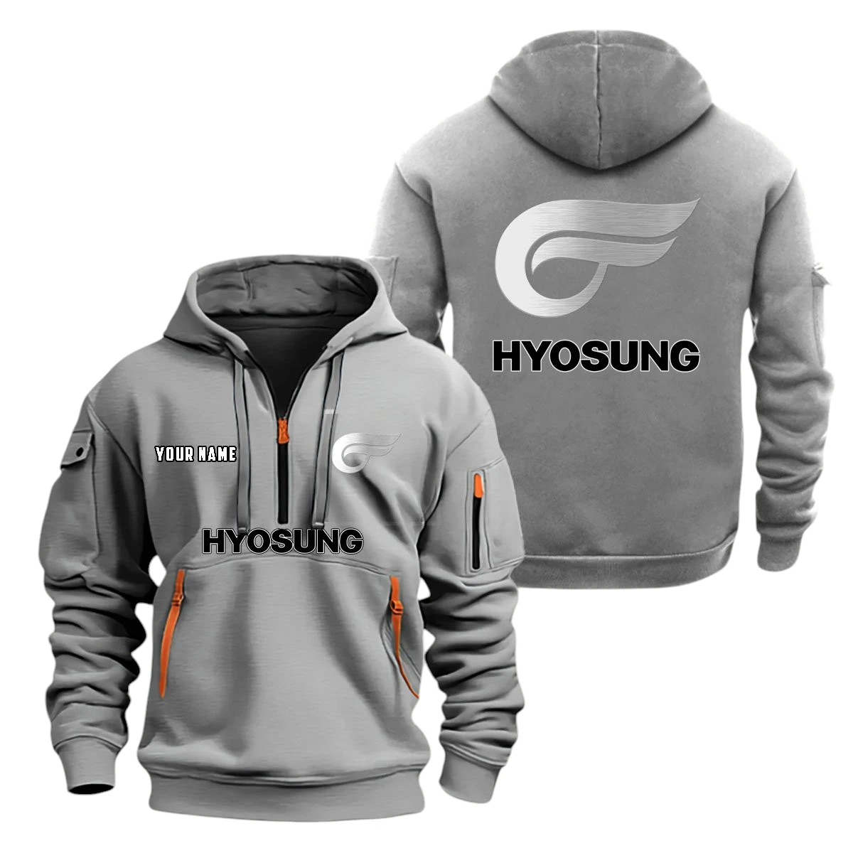 Hyosung Motorcyles Half Zip Hoodie, Sports Hooded Multi-Pockets, Custom Name TN070325Y25QZ2HCT1HYO Hyosung Motorcyles Half Zip Hoodie, Sports Hooded Multi-Pockets, Custom Name TN070325Y25QZ2HCT1HYO