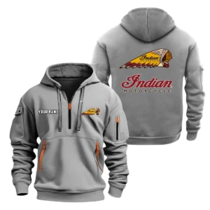 Indian Motorcycle Half Zip Hoodie, Sports Hooded Multi-Pockets, Custom Name TN070325Y25QZ2HCT1INM