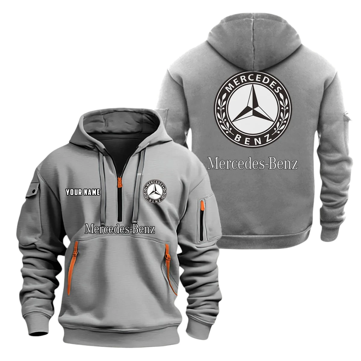 Mercedes-Benz Half Zip Hoodie, Sports Hooded Multi-Pockets, Custom Name TN070325Y25QZ2HCT1MEB Mercedes-Benz Half Zip Hoodie, Sports Hooded Multi-Pockets, Custom Name TN070325Y25QZ2HCT1MEB