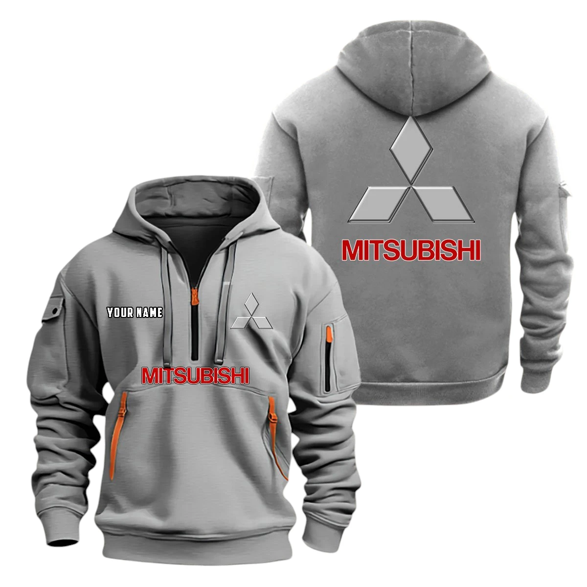 Mitsubishi Half Zip Hoodie, Sports Hooded Multi-Pockets, Custom Name TN080325Y25QZ2HCT1MIT Mitsubishi Half Zip Hoodie, Sports Hooded Multi-Pockets, Custom Name TN080325Y25QZ2HCT1MIT