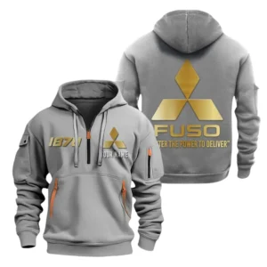 Mitsubishi Half Zip Hoodie, Sports Hooded Multi-Pockets, Custom Name TN080325Y25QZ2HCT2MIT
