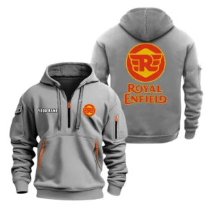 Royal Enfield Half Zip Hoodie, Sports Hooded Multi-Pockets, Custom Name TN100325Y25QZ2HCT1ROY