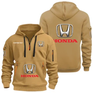 Honda Half Zip Hoodie, Sport Hooded Multi-Pocket, Custom Name HIDI030325Y25QZ2HHON