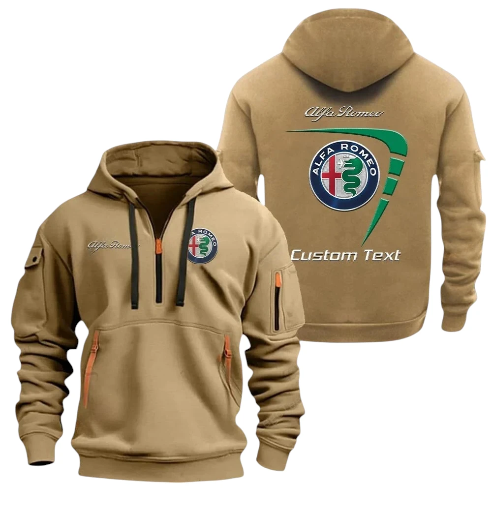 Alfa Romeo Half Zip Hoodie, Sports Hooded Multi-Pockets, Custom Name TN260325Y25QZ2HRCT1ALR Alfa Romeo Half Zip Hoodie, Sports Hooded Multi-Pockets, Custom Name TN260325Y25QZ2HRCT1ALR