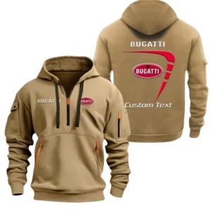 Bugatti Half Zip Hoodie, Sports Hooded Multi-Pockets, Custom Name TN260325Y25QZ2HRCT1BUG