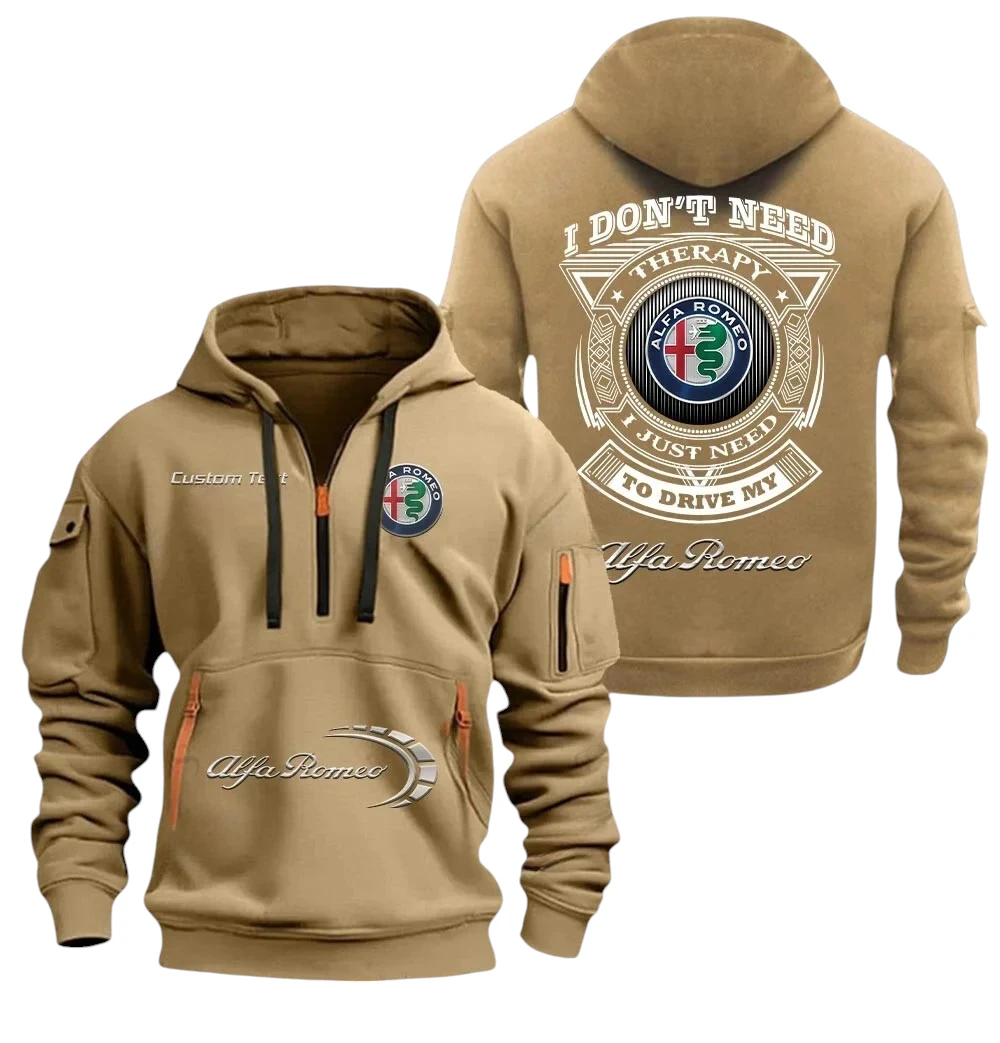 Alfa Romeo Half Zip Hoodie, Sports Hooded Multi-Pockets, Custom Name TN260325Y25QZ2HRCT2ALR Alfa Romeo Half Zip Hoodie, Sports Hooded Multi-Pockets, Custom Name TN260325Y25QZ2HRCT2ALR