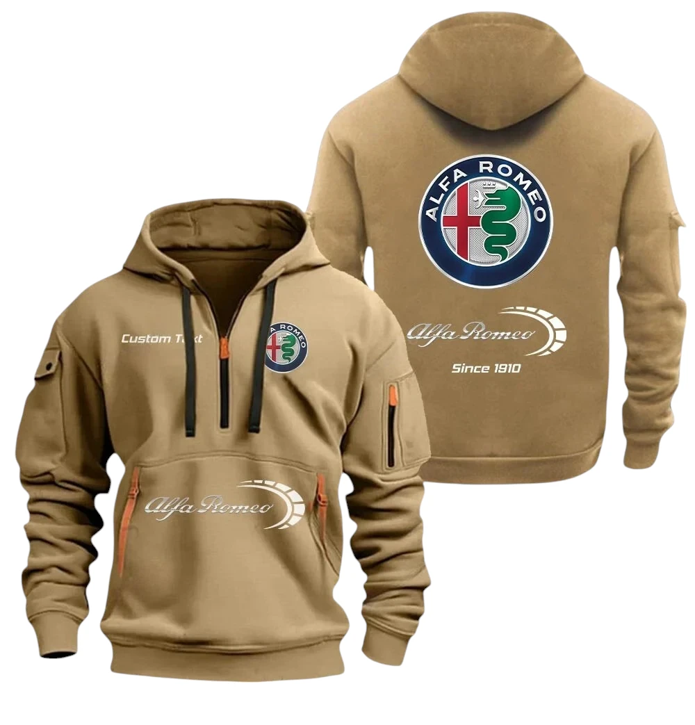 Alfa Romeo Half Zip Hoodie, Sports Hooded Multi-Pockets, Custom Name TN260325Y25QZ2HRCT3ALR Alfa Romeo Half Zip Hoodie, Sports Hooded Multi-Pockets, Custom Name TN260325Y25QZ2HRCT3ALR